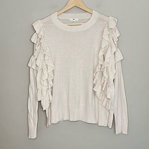 BP Ruffle Sleeve Oversized Crew Neck Sweater